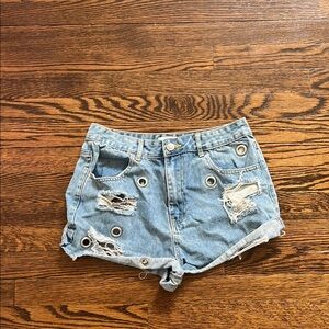 Forever 21 Blue High-Waisted Jean Shorts